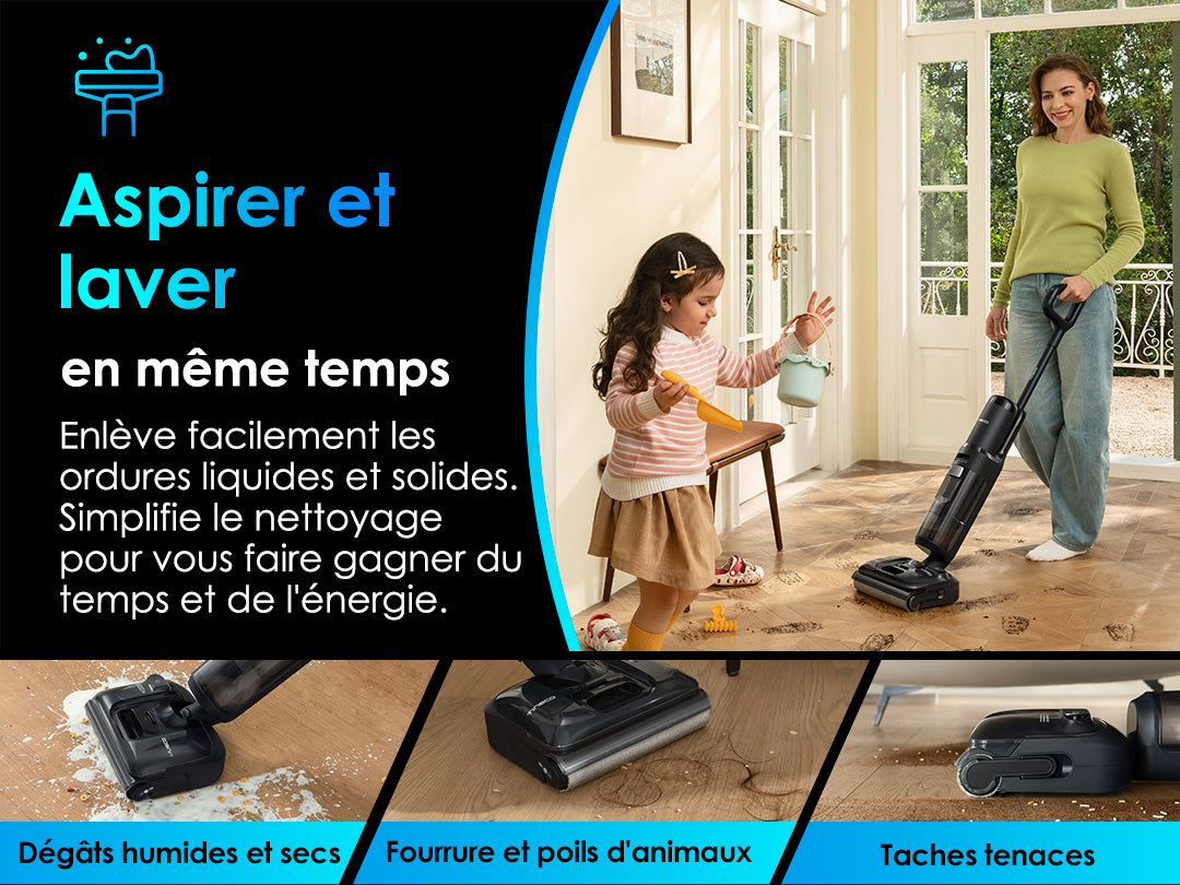 Tineco Floor ONE S7 Stretch Ultra Aspirateur Sec et Humide Sans Fil, Aspirateur Laveur, aspirateur laveur sans fil, aspirateur lavant, aspirateur sans fil,aspirateur balai