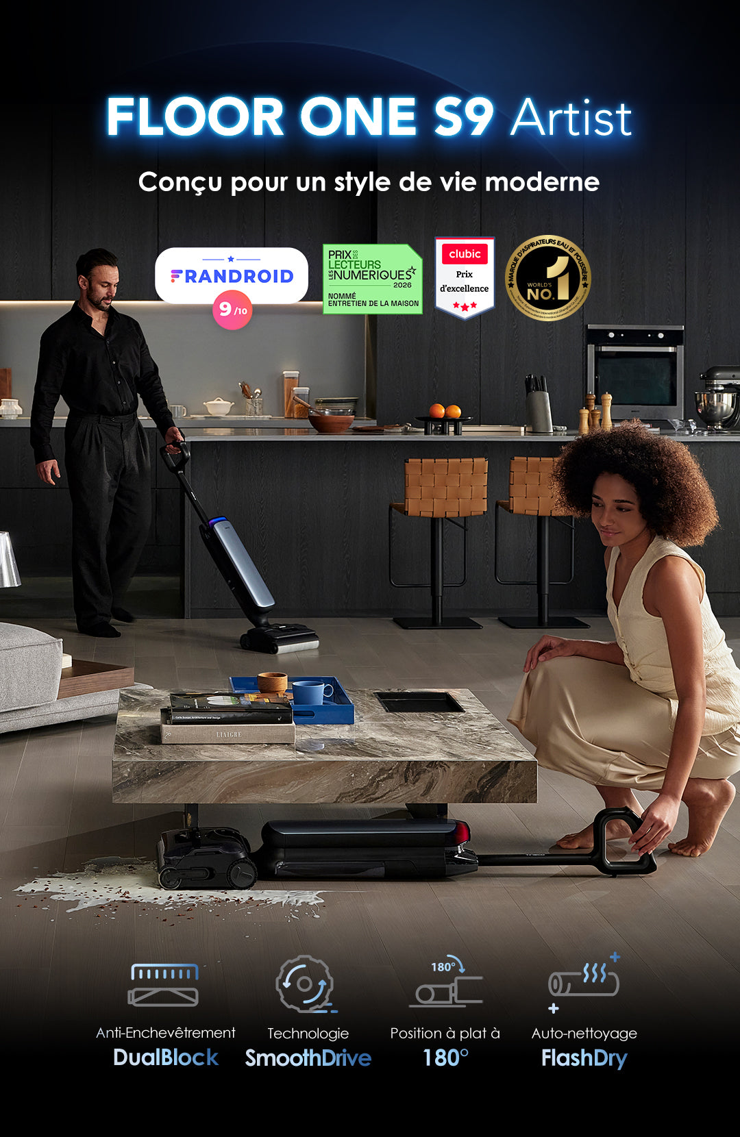 Tineco Floor One S9 Artist Aspirateur Laveur, aspirateur laveur sans fil, aspirateur lavant, aspirateur sans fil,aspirateur balai