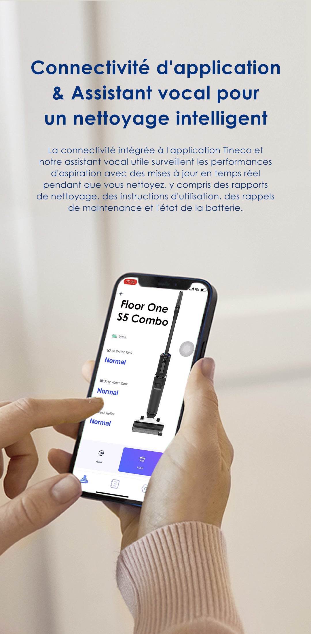 Tineco FLOOR ONE S5 COMBO POWER KIT aspirateur intelligent sec et humide, aspirateur laveur sans fil, aspirateur lavant, aspirateur sans fil,aspirateur balai