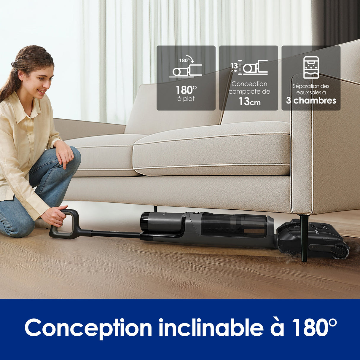 Tineco FLOOR ONE i6 Stretch Aspirateur Sec et Humide, Tineco Floor ONE STRETCH S6 Aspirateur Eau et Poussière Laveur de Sols, aspirateur laveur sans fil, aspirateur lavant, aspirateur sans fil,aspirateur balai