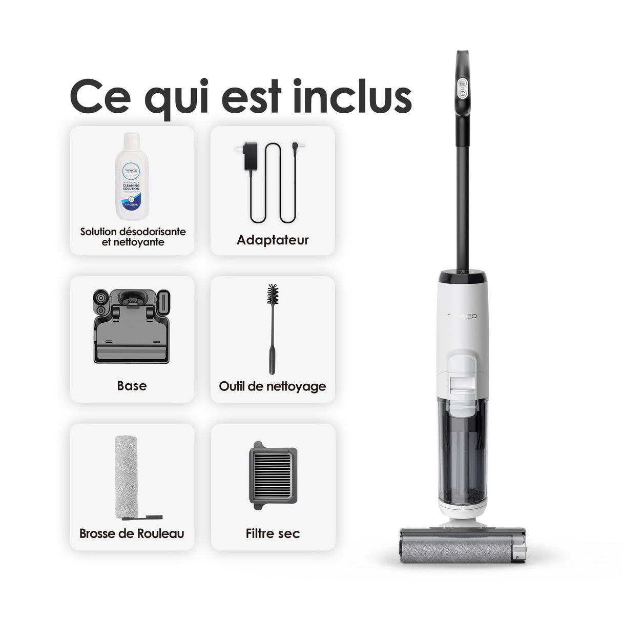 Tineco iFLOOR 5 Nettoyeur de Sol, aspirateur laveur, aspirateur laveur sans fil, aspirateur lavant, aspirateur sans fil,aspirateur balai