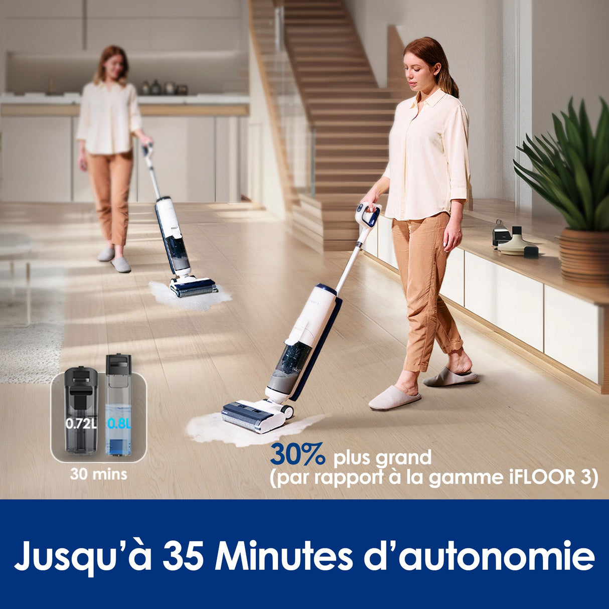 Tineco iFLOOR 5 Nettoyeur de Sol, aspirateur laveur, aspirateur laveur sans fil, aspirateur lavant, aspirateur sans fil,aspirateur balai