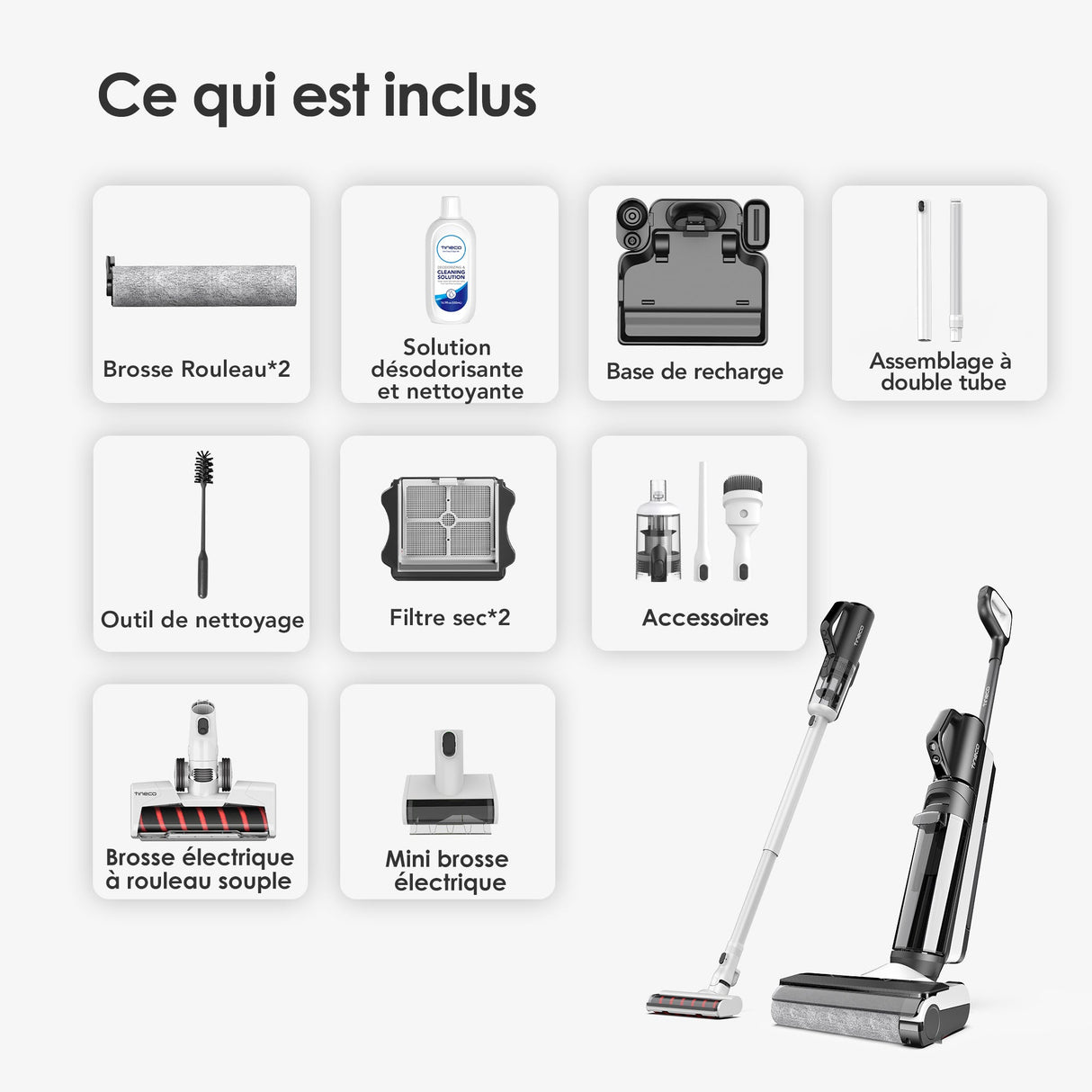 Tineco FLOOR ONE S5 COMBO POWER KIT aspirateur intelligent sec et humide, aspirateur laveur sans fil, aspirateur lavant, aspirateur sans fil,aspirateur balai