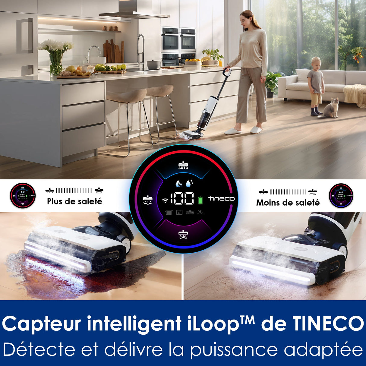 Tineco FLOOR ONE S7 Steam Balai Vapeur Sans-Fil, Aspirateur Laveur, aspirateur laveur sans fil, aspirateur lavant, aspirateur sans fil,aspirateur balai