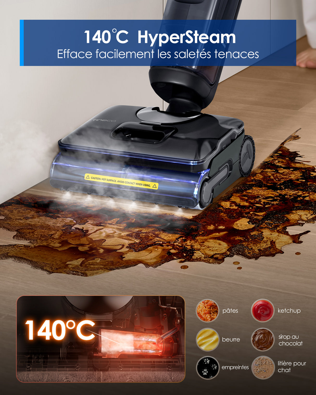 Tineco FLOOR ONE S7 Stretch Steam Aspirateur Balai Vapeur Sans Fil Tout-en-Un