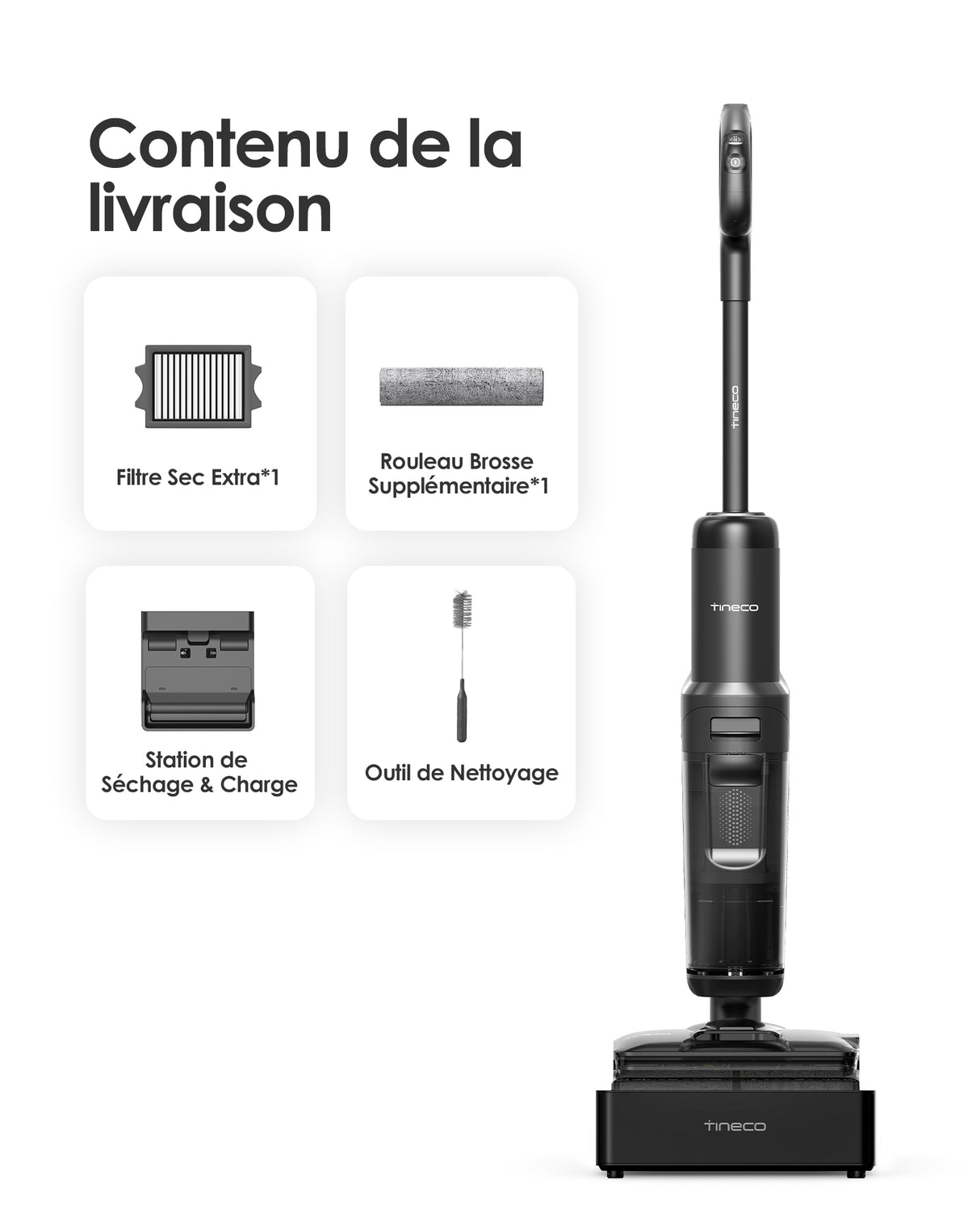 Tineco FLOOR ONE S7 Stretch Steam Aspirateur Balai Vapeur Sans Fil Tout-en-Un