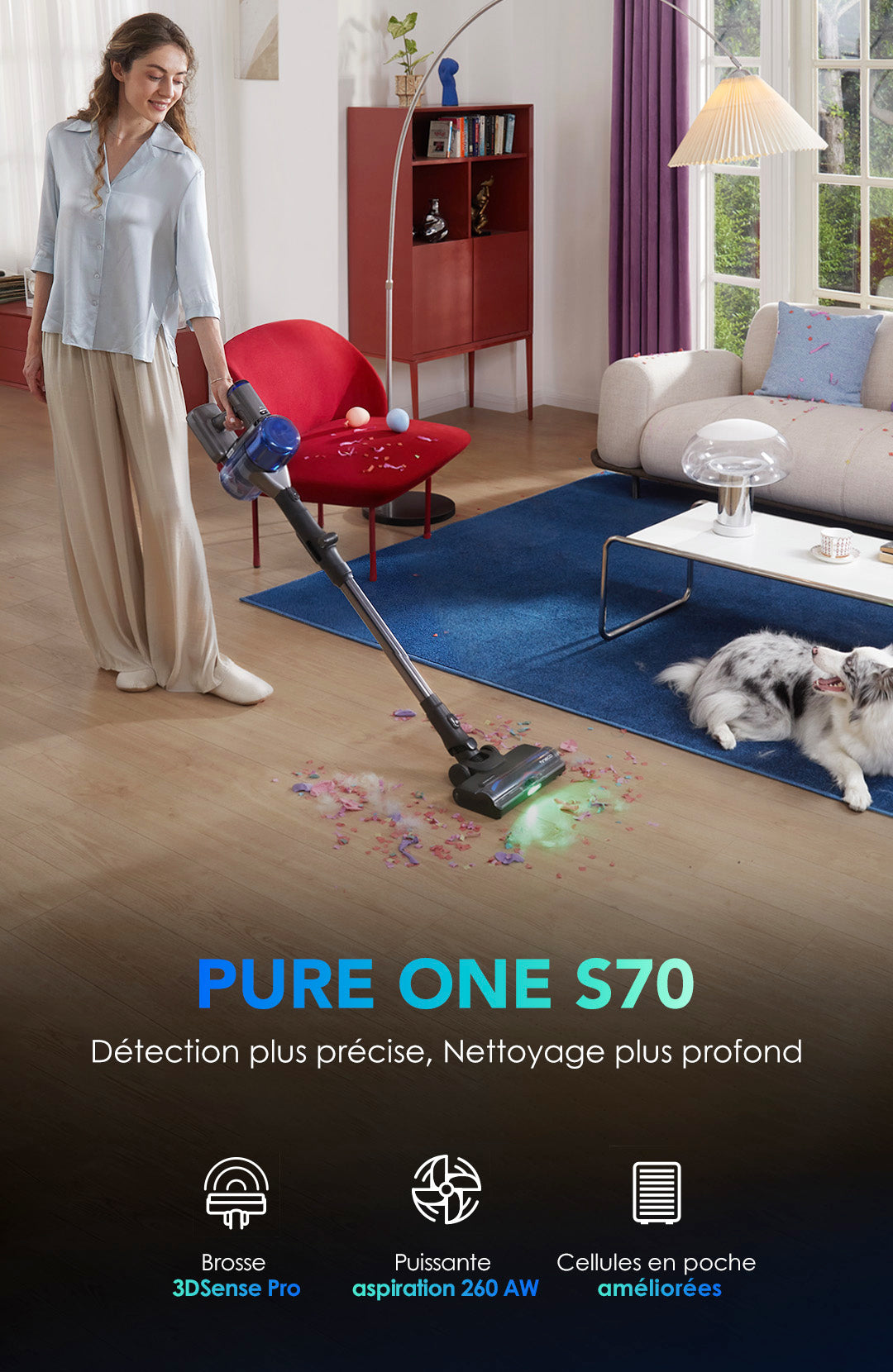 Tineco Pure One S70 Aspirateur Balai sans Fil - Tineco FR, aspirateur, aspirateur balai, aspirateur sans fil, aspirateur eau et poussière, robot aspirateur, efficace sur tous types de sols