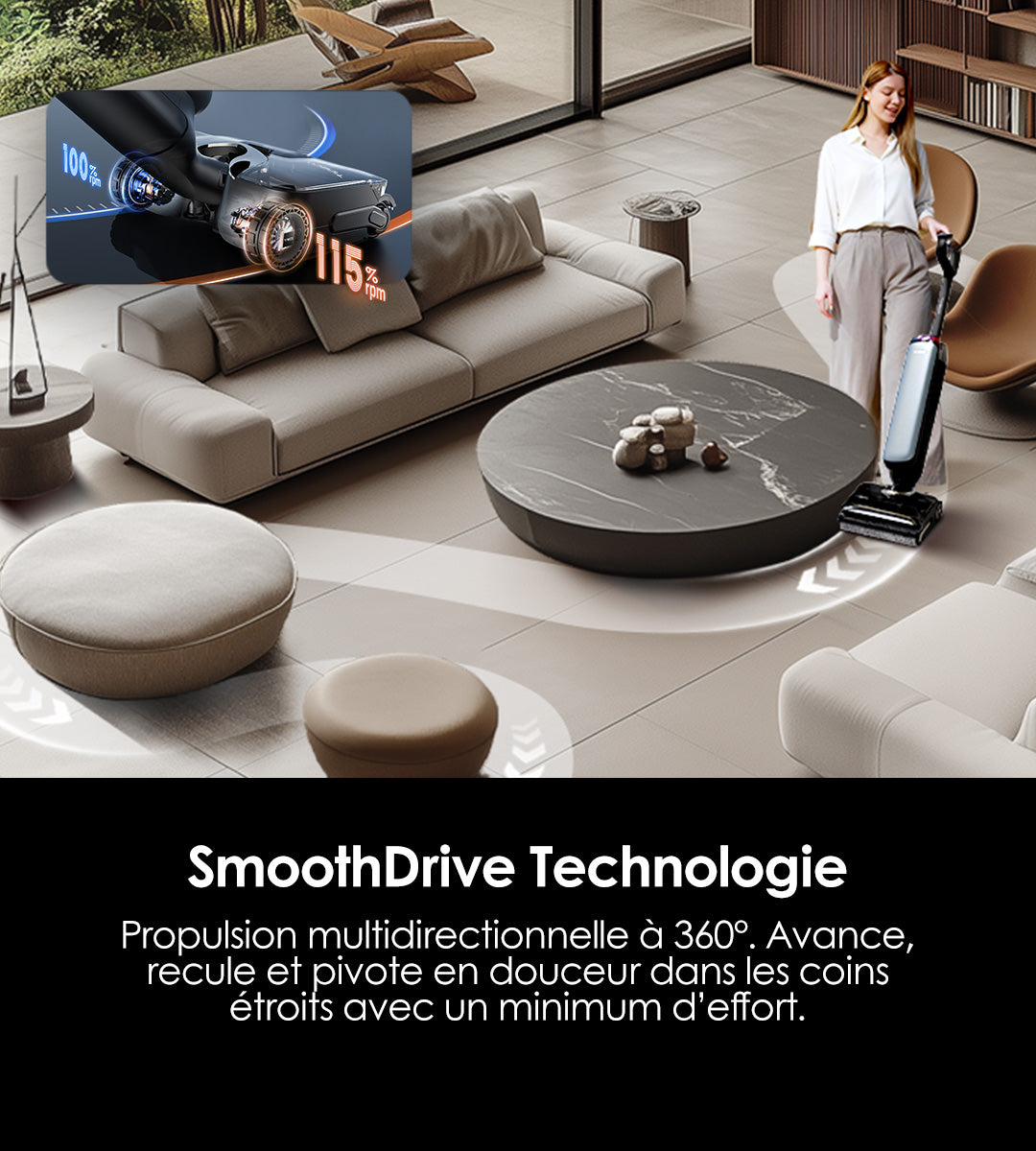 Tineco Floor One S9 Artist Steam Pro Aspirateur Laveur – Tineco FR, aspirateur laveur, aspirateur balai, aspirateur sans fil, No 1, meilleur aspirateur laveur, nettoyeur vapeur, balai vapeur, Numéro un mondial, SmoothDrive