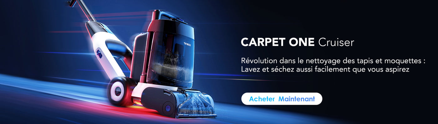 Dites adieu aux tapis sales et aux traces tenaces avec le CARPET ONE Cruiser de Tineco. Ce nettoyeur de tapis et moquettes révolutionnaire lave et sèche en un seul passage, aussi facilement que vous aspirez. Grâce à sa technologie avancée, retrouvez des fibres de tapis propres, fraîches et comme neuves, sans effort. Transformez votre intérieur et adoptez le nettoyage intelligent dès aujourd’hui.