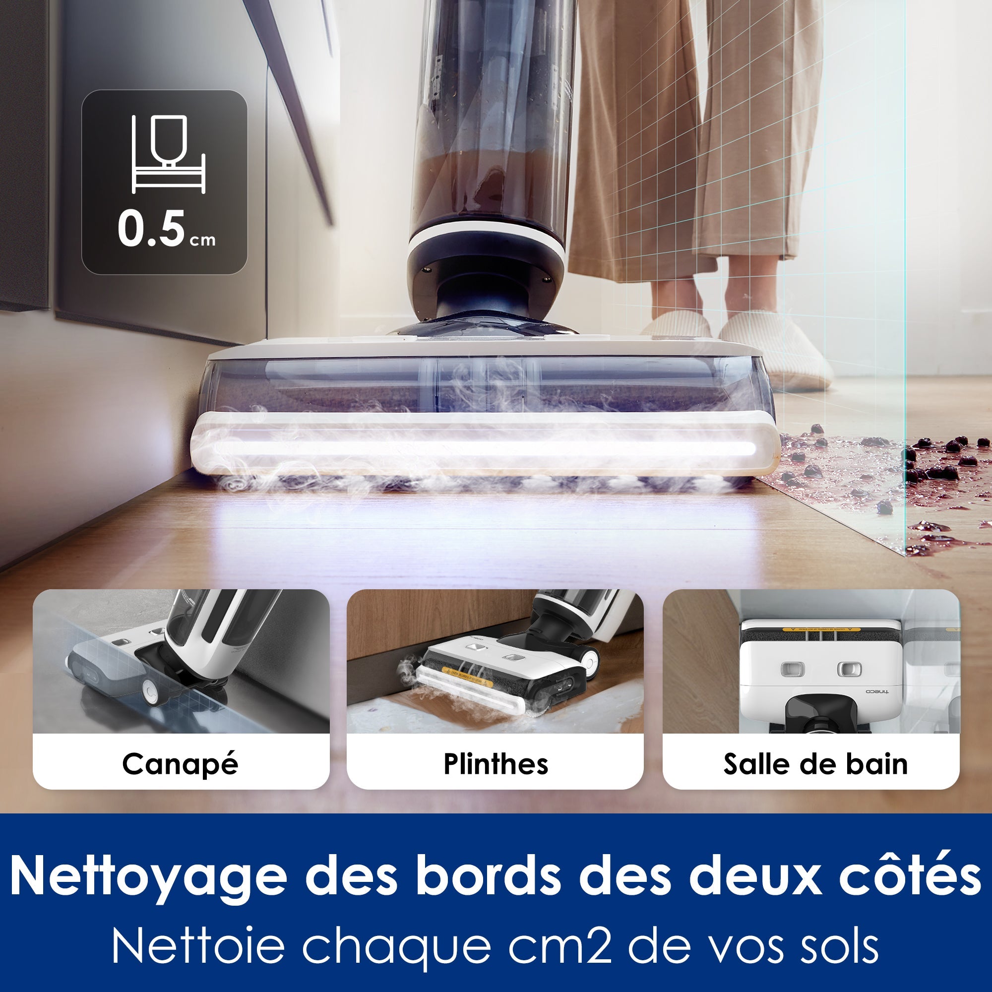 Aspirateur Balai Sans Fil VersLife S7PLUS 2-en-1, Pour Tapis Et Sols Durs, 40 Min D'autonomie
